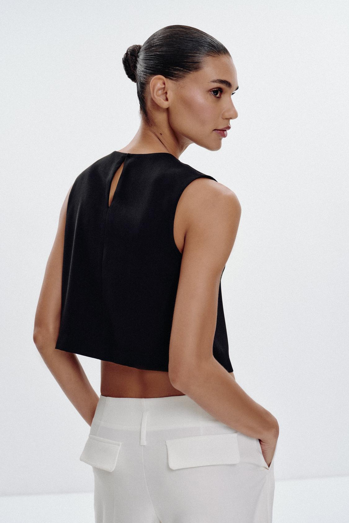Asymmetric Gold-Button Crop Top