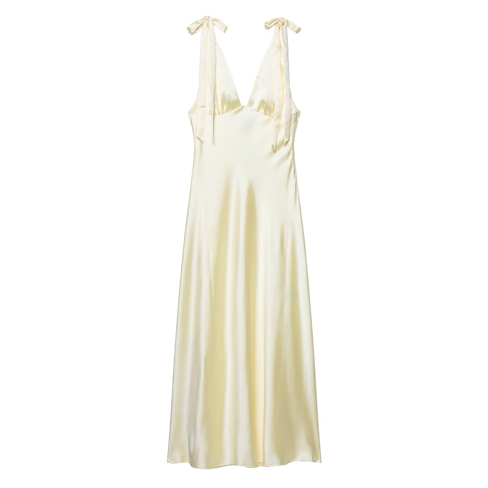 Satin Bow Tie Maxi Dress
