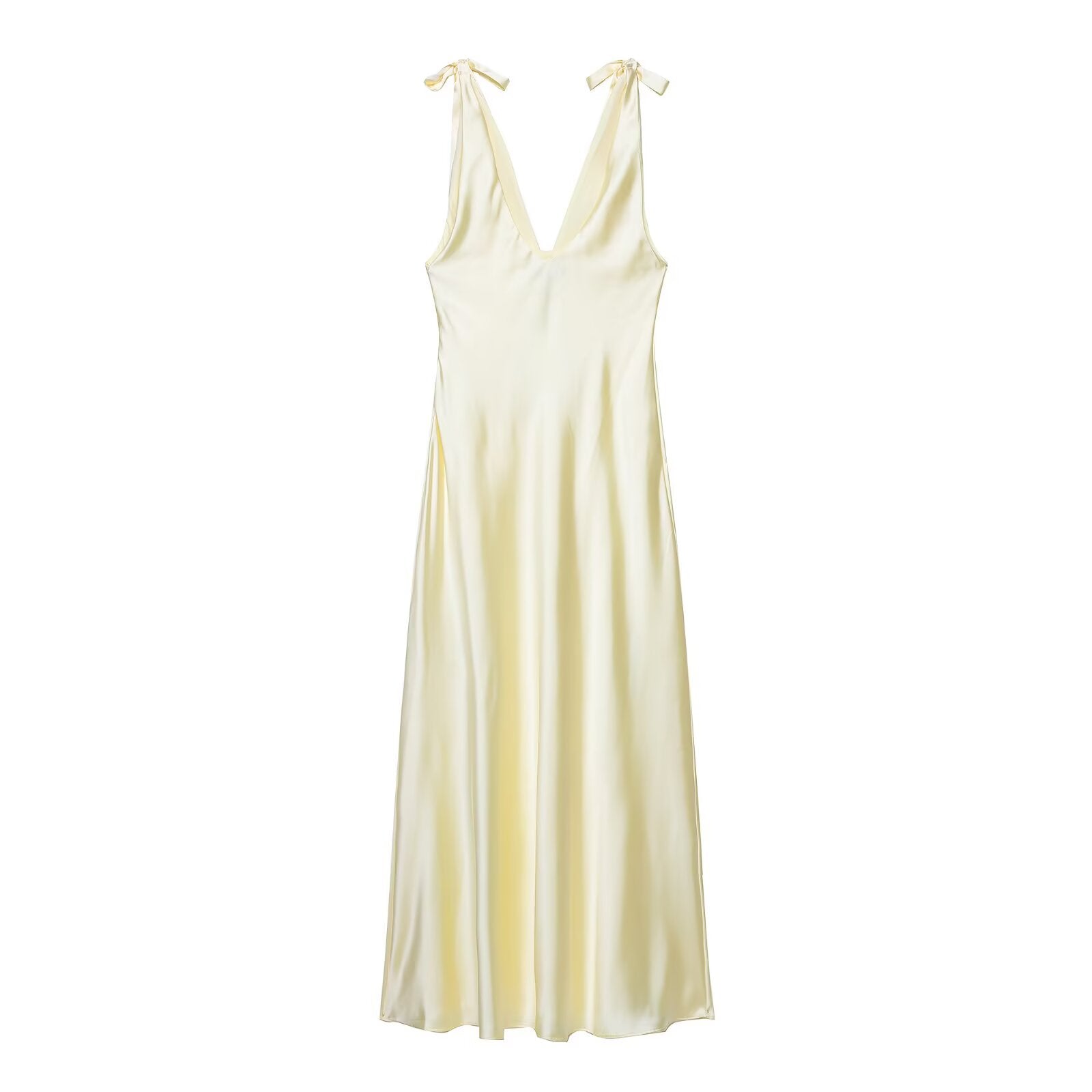 Satin Bow Tie Maxi Dress