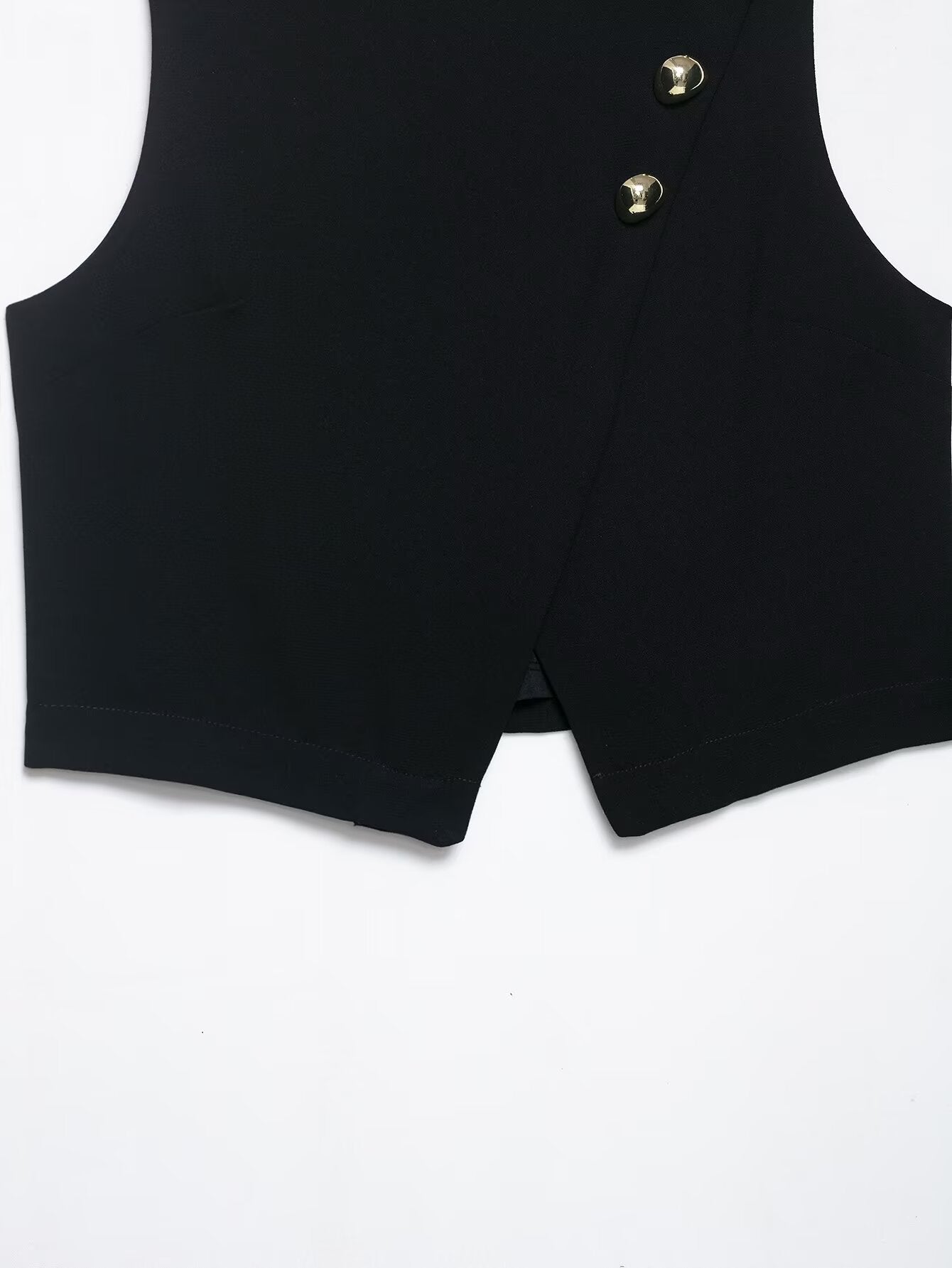 Asymmetric Gold-Button Crop Top
