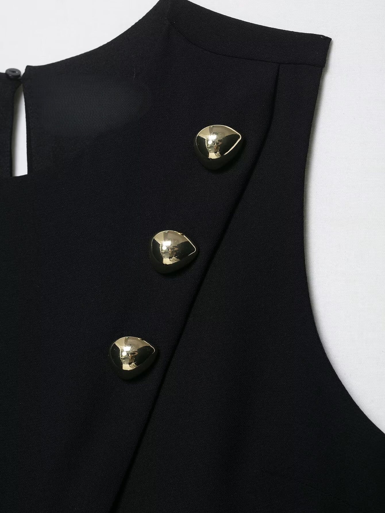 Asymmetric Gold-Button Crop Top