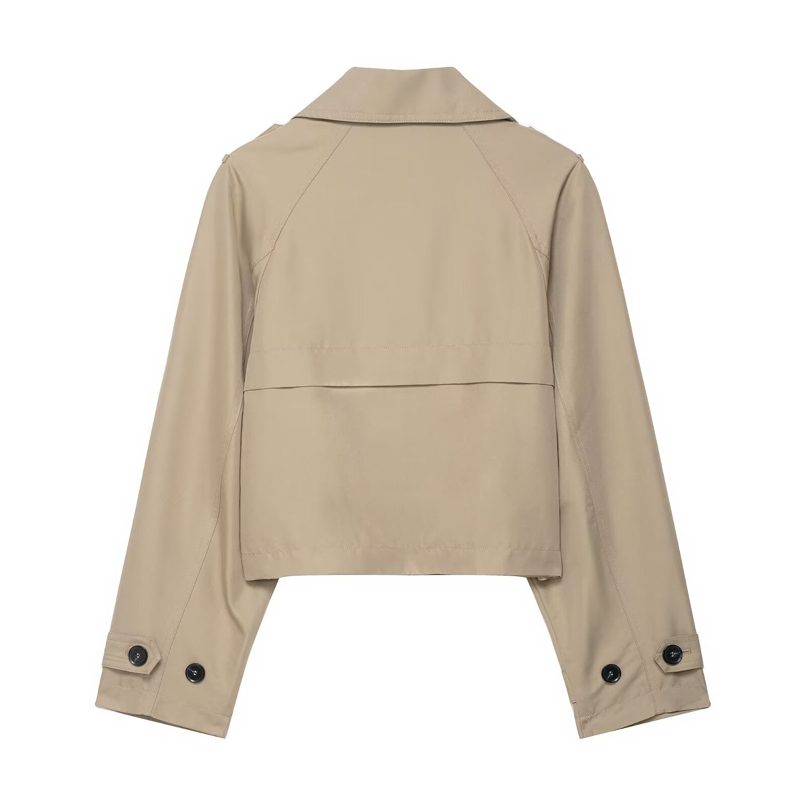 Cropped double breasted trench coat