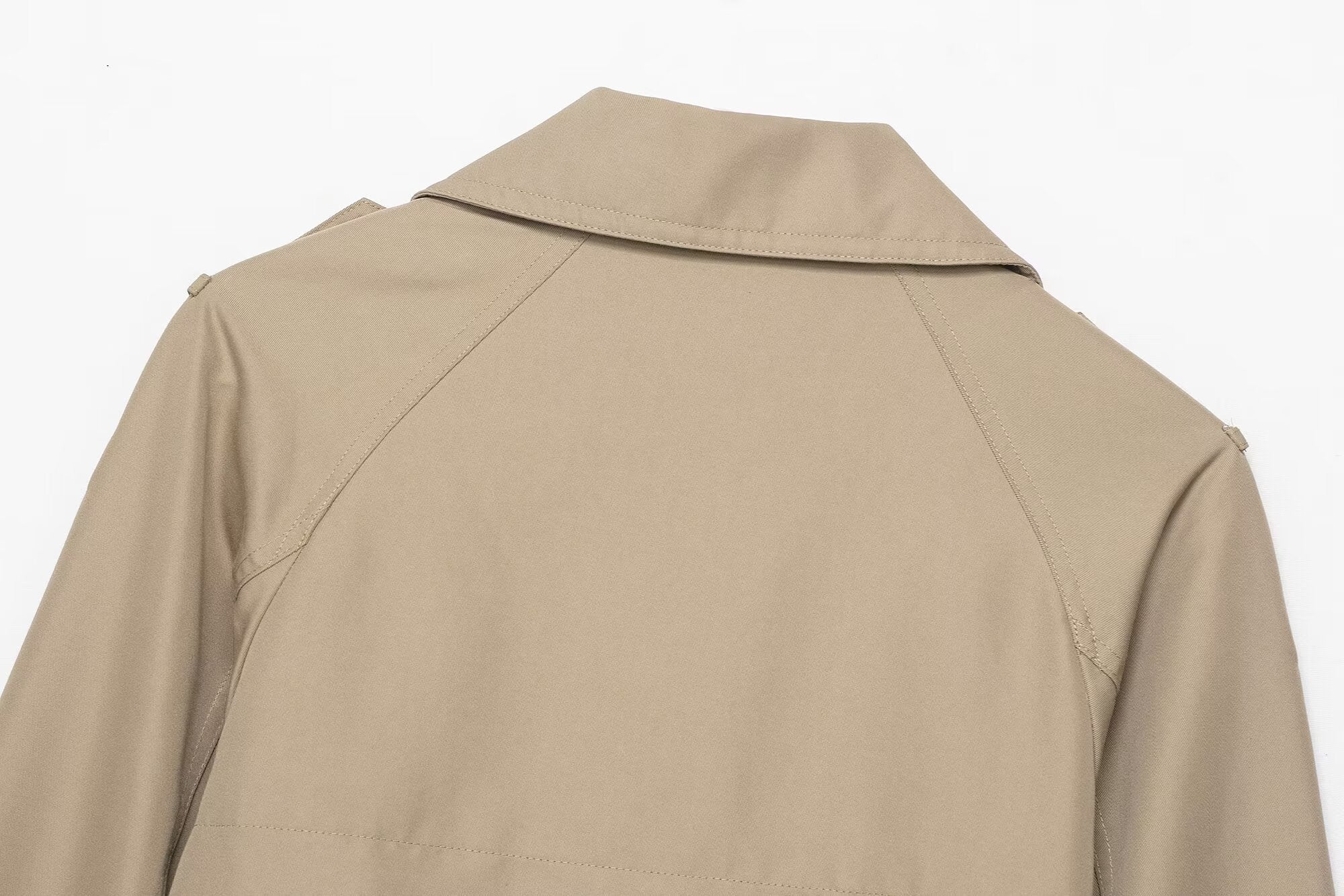 Cropped double breasted trench coat