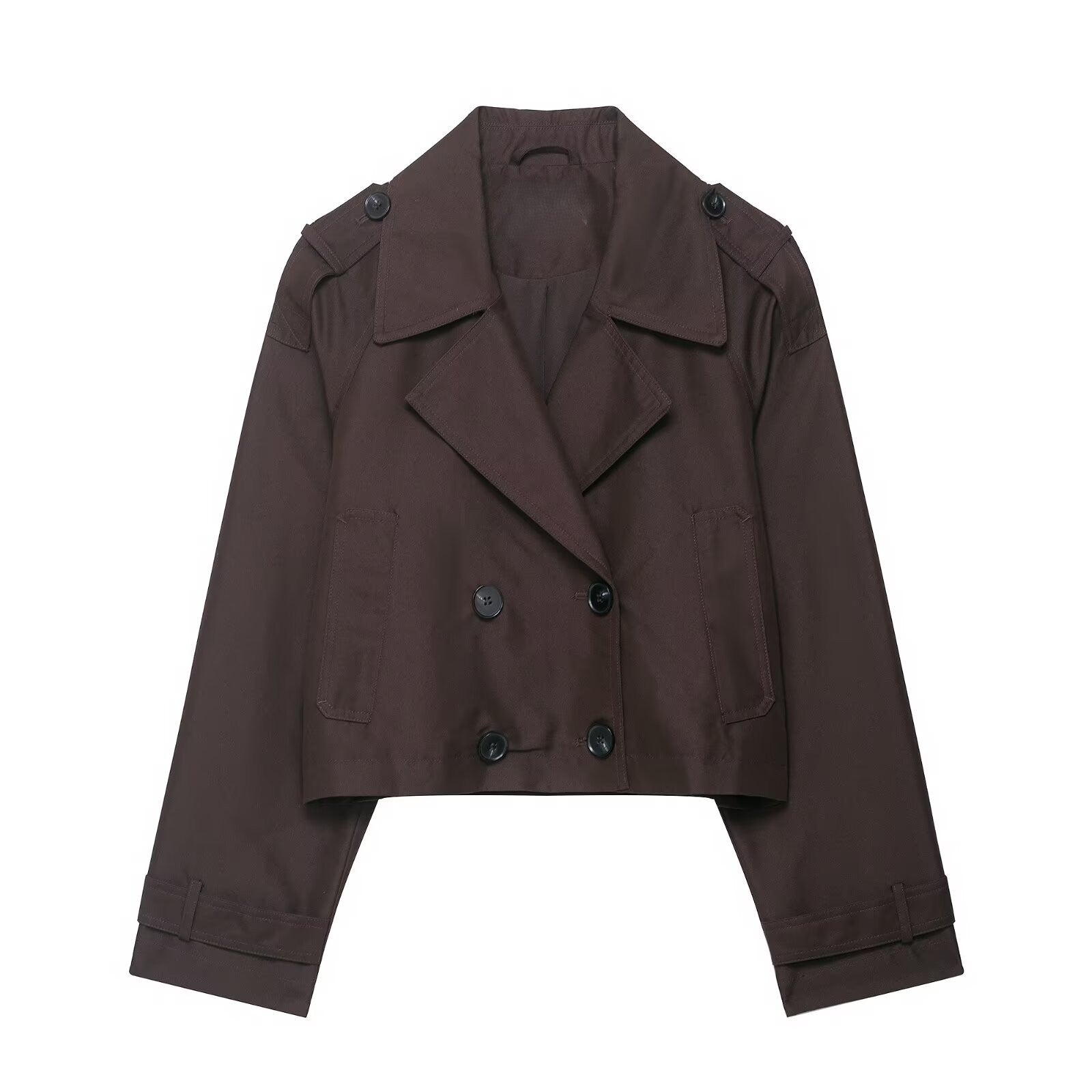 Cropped double breasted trench coat