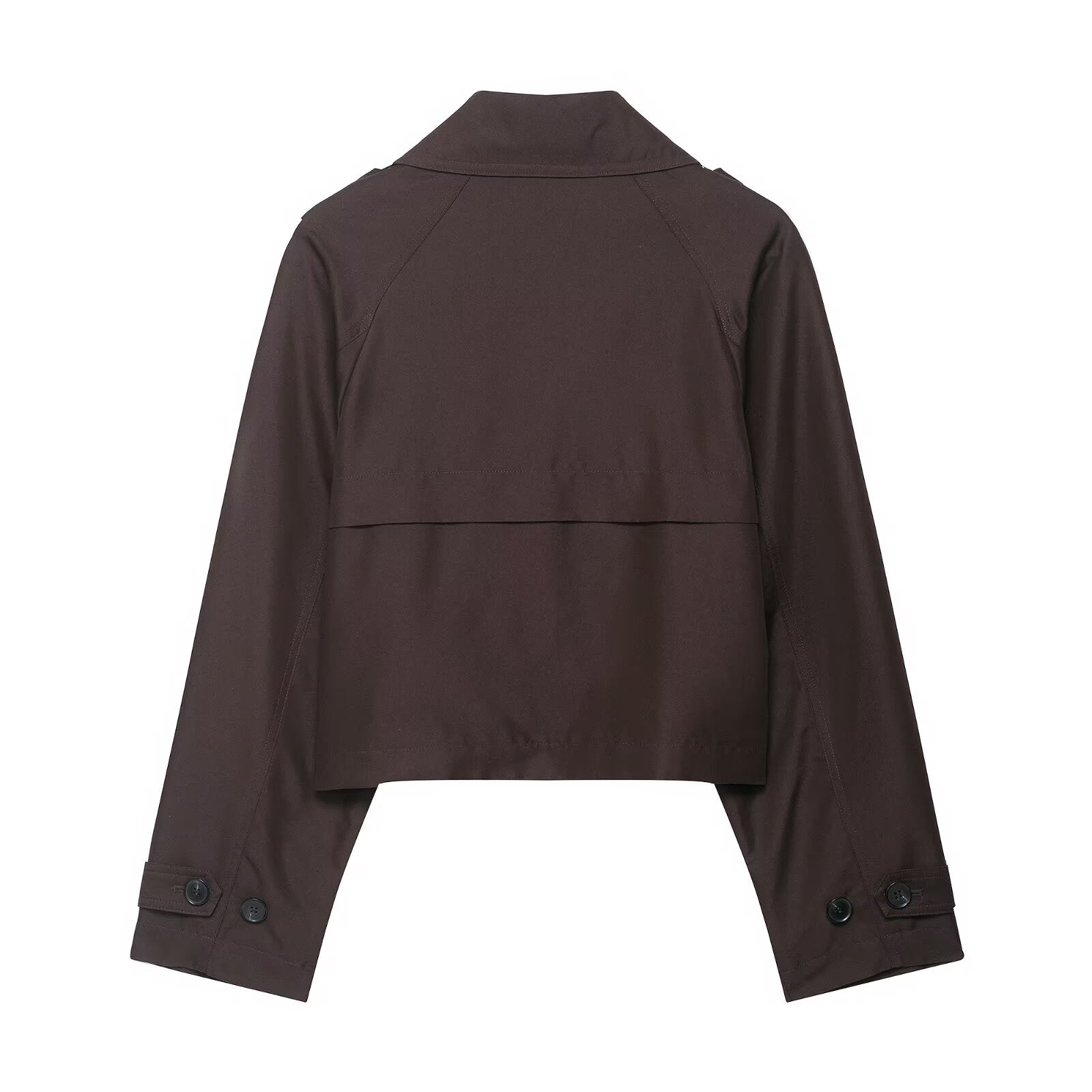 Cropped double breasted trench coat
