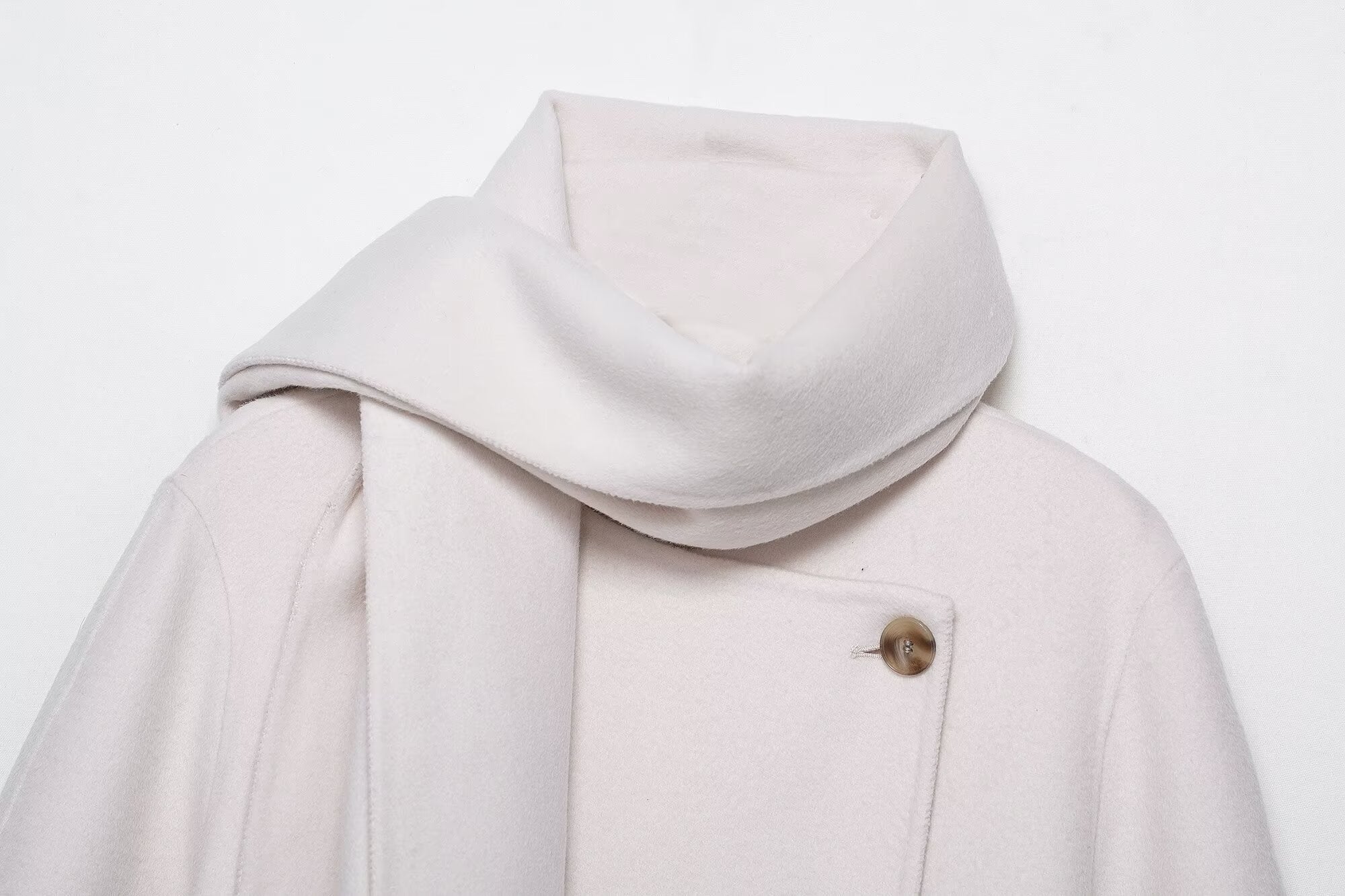 Wool-Blend Scarf Collar Coat