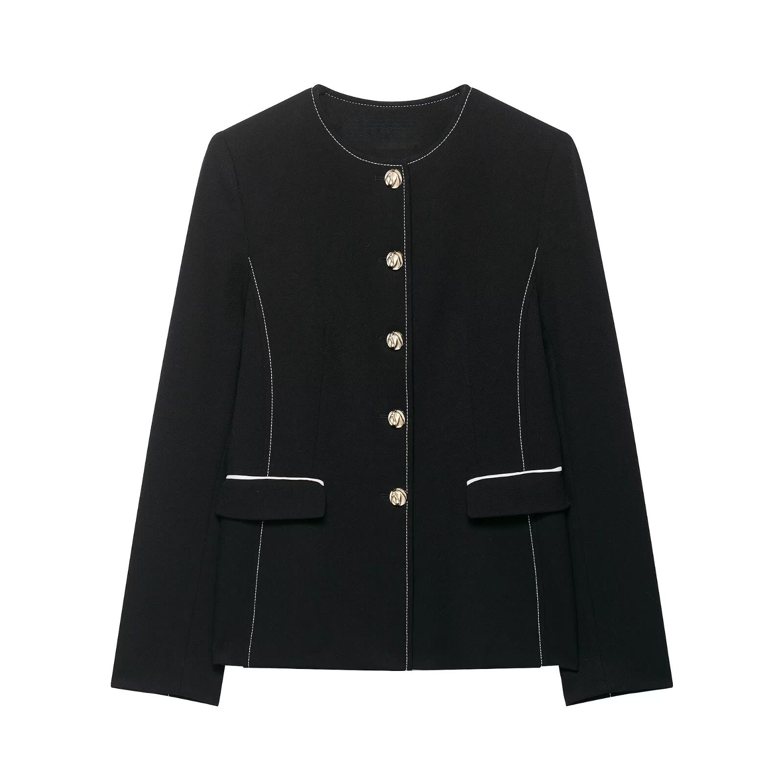 Contrast Trim Blazer & Asymmetric Culotte Set