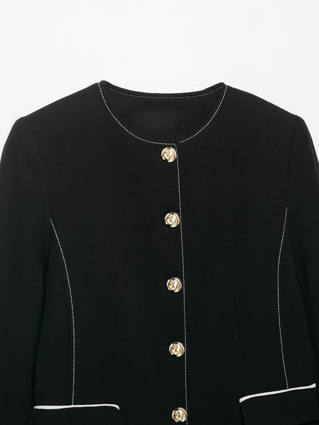 Contrast Trim Blazer & Asymmetric Culotte Set