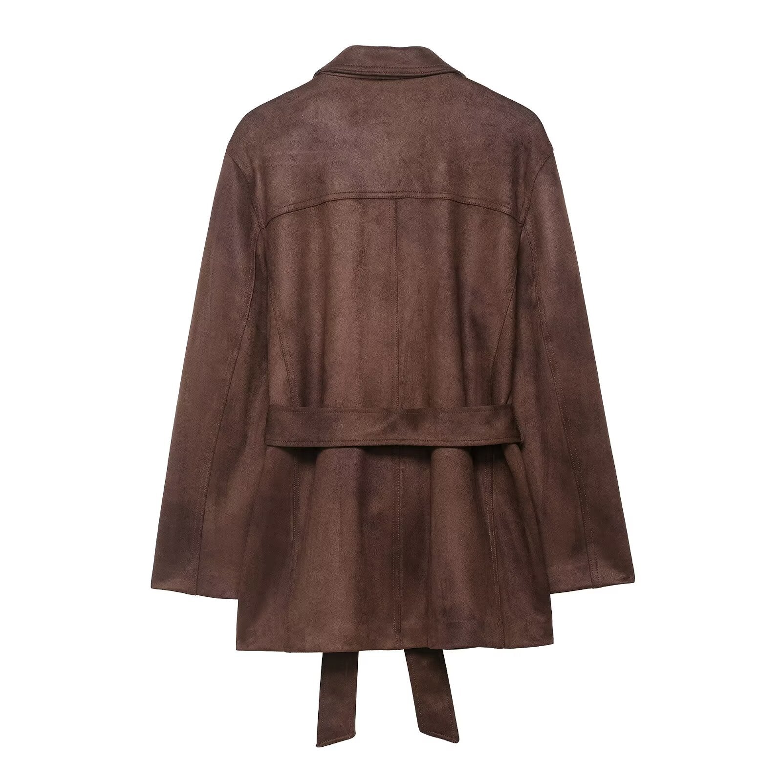 Suede Belted Single Breasted Jacket