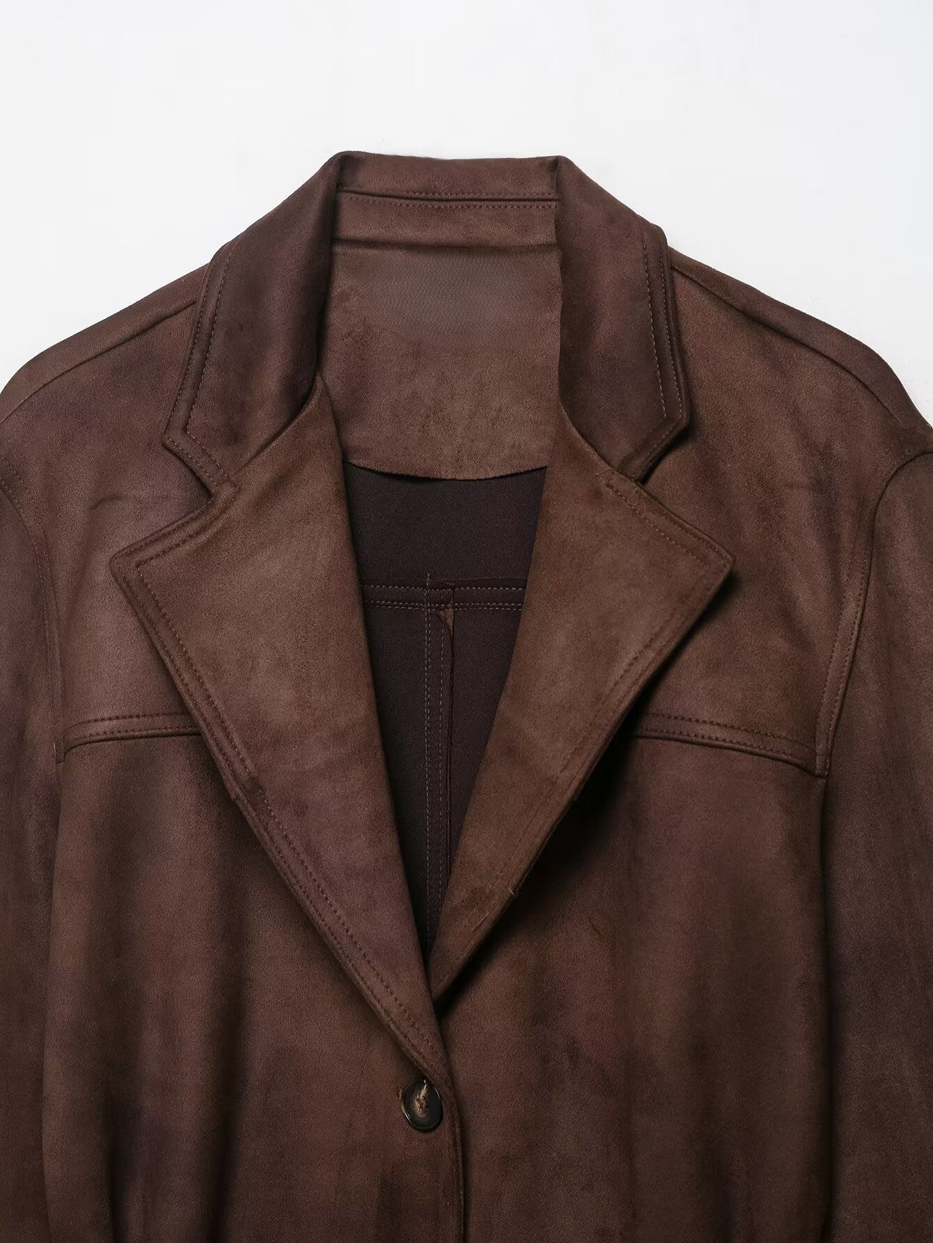 Suede Belted Single Breasted Jacket