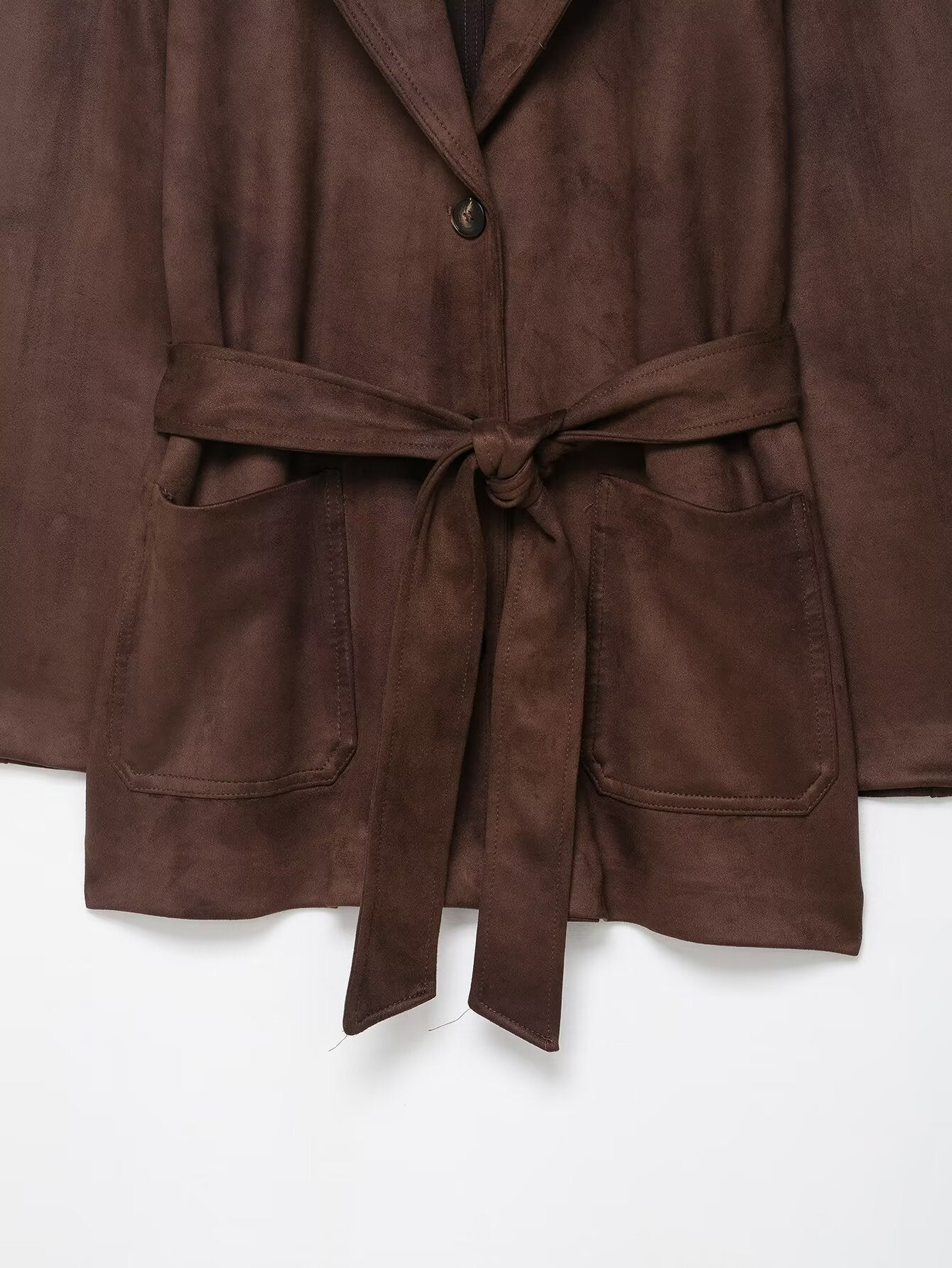 Suede Belted Single Breasted Jacket
