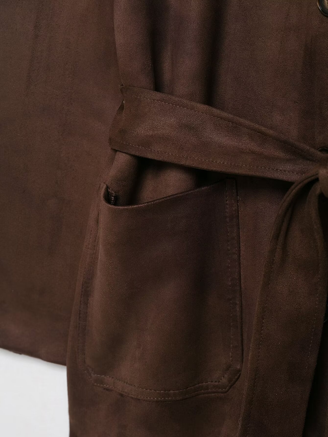 Suede Belted Single Breasted Jacket