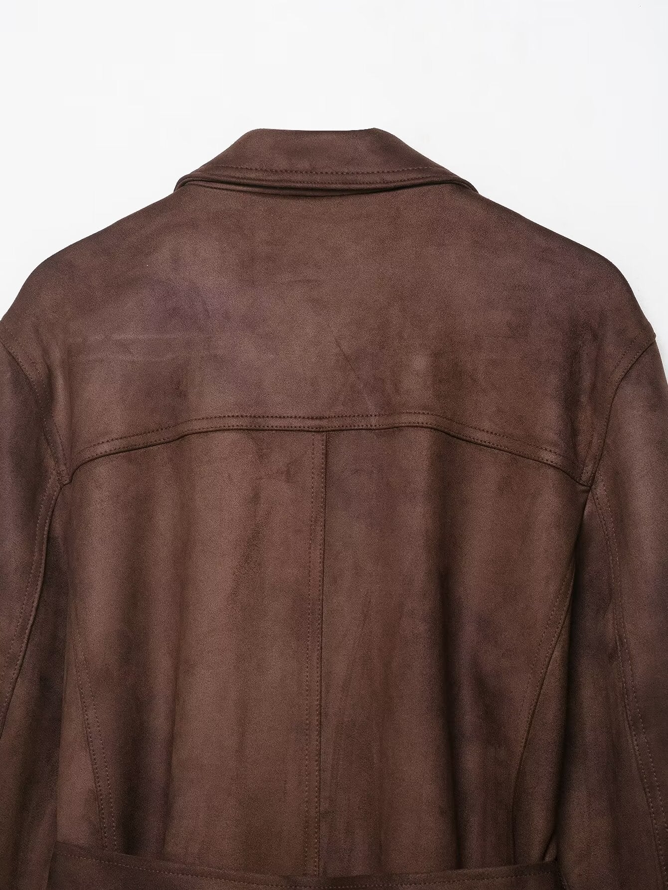 Suede Belted Single Breasted Jacket