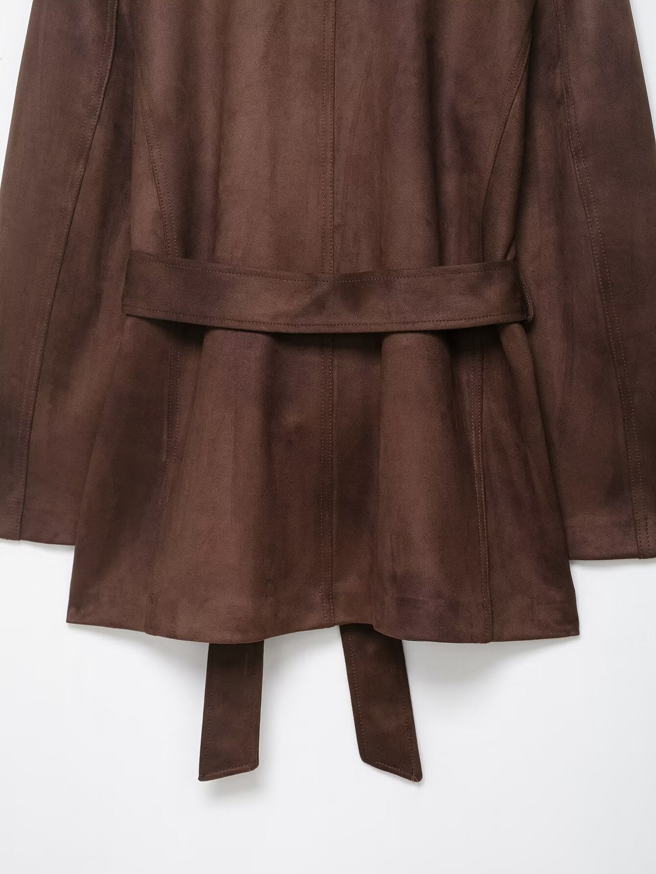 Suede Belted Single Breasted Jacket