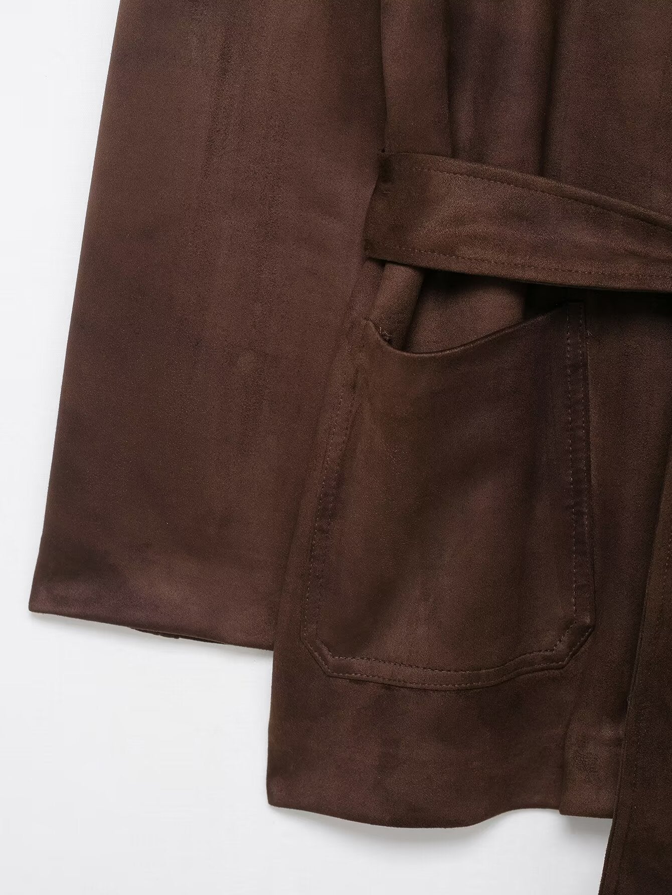 Suede Belted Single Breasted Jacket