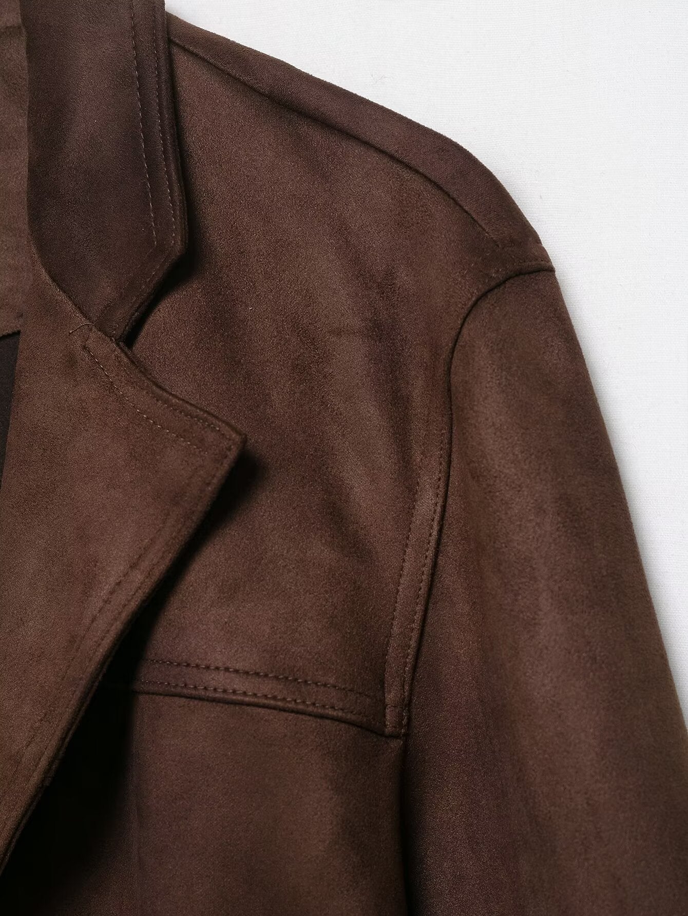 Suede Belted Single Breasted Jacket