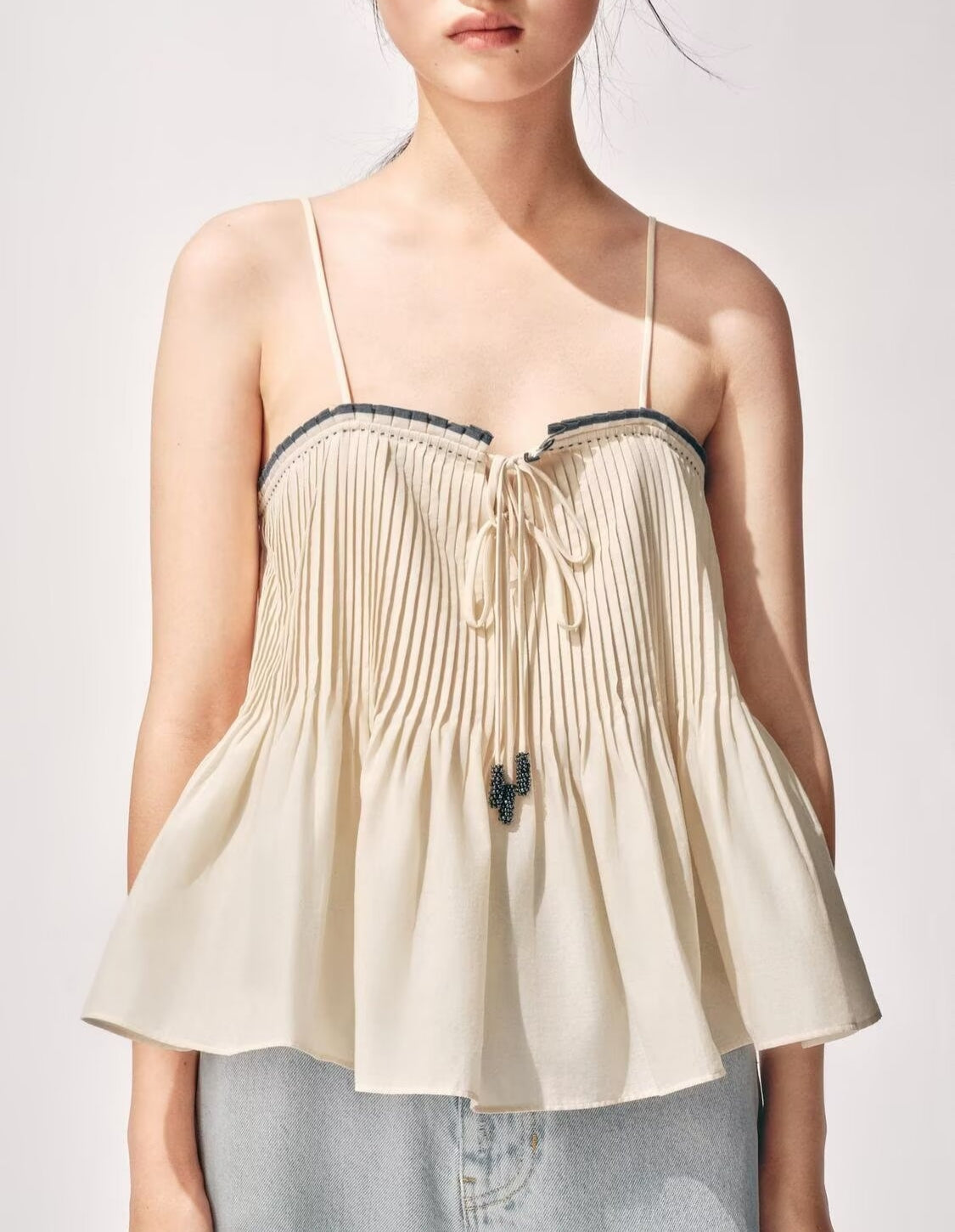 Pleated Trim Camisole Top