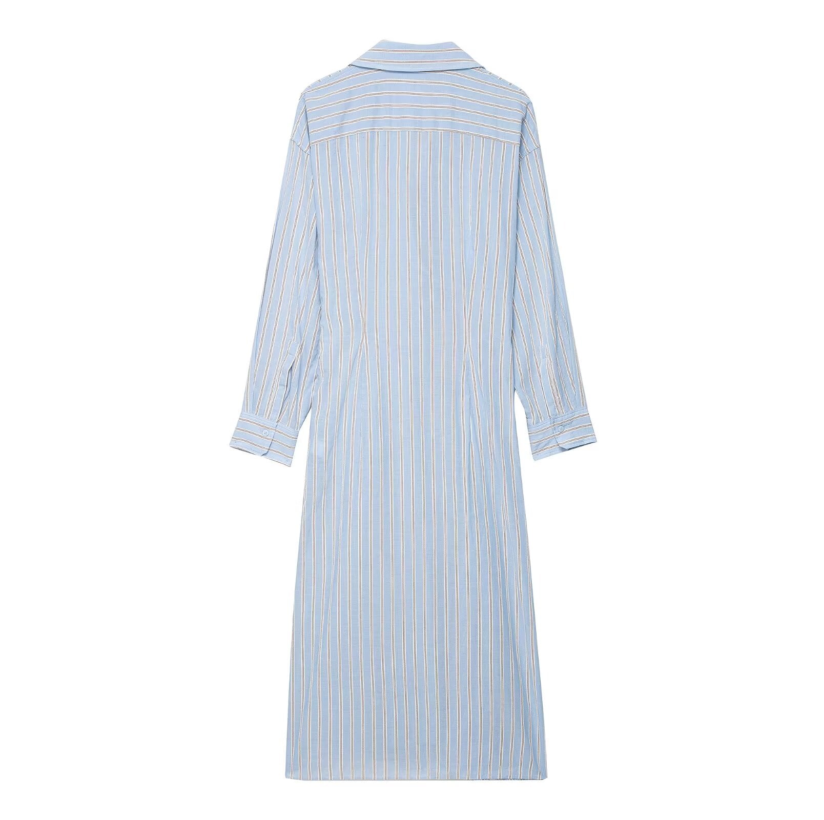 Striped Wrap Shirt Dress