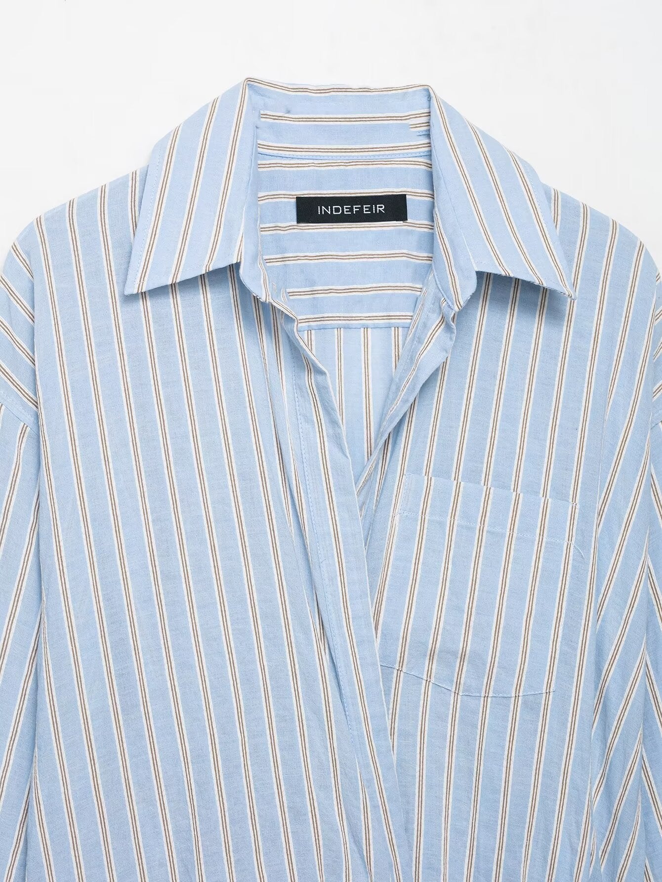 Striped Wrap Shirt Dress