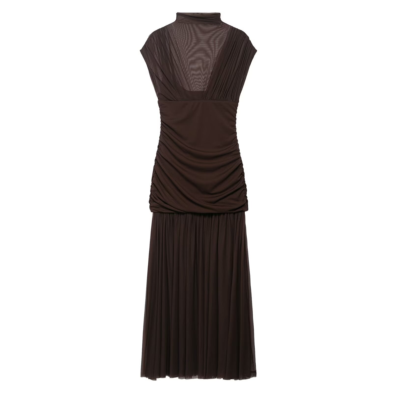 Sheer Ruched Maxi Dress