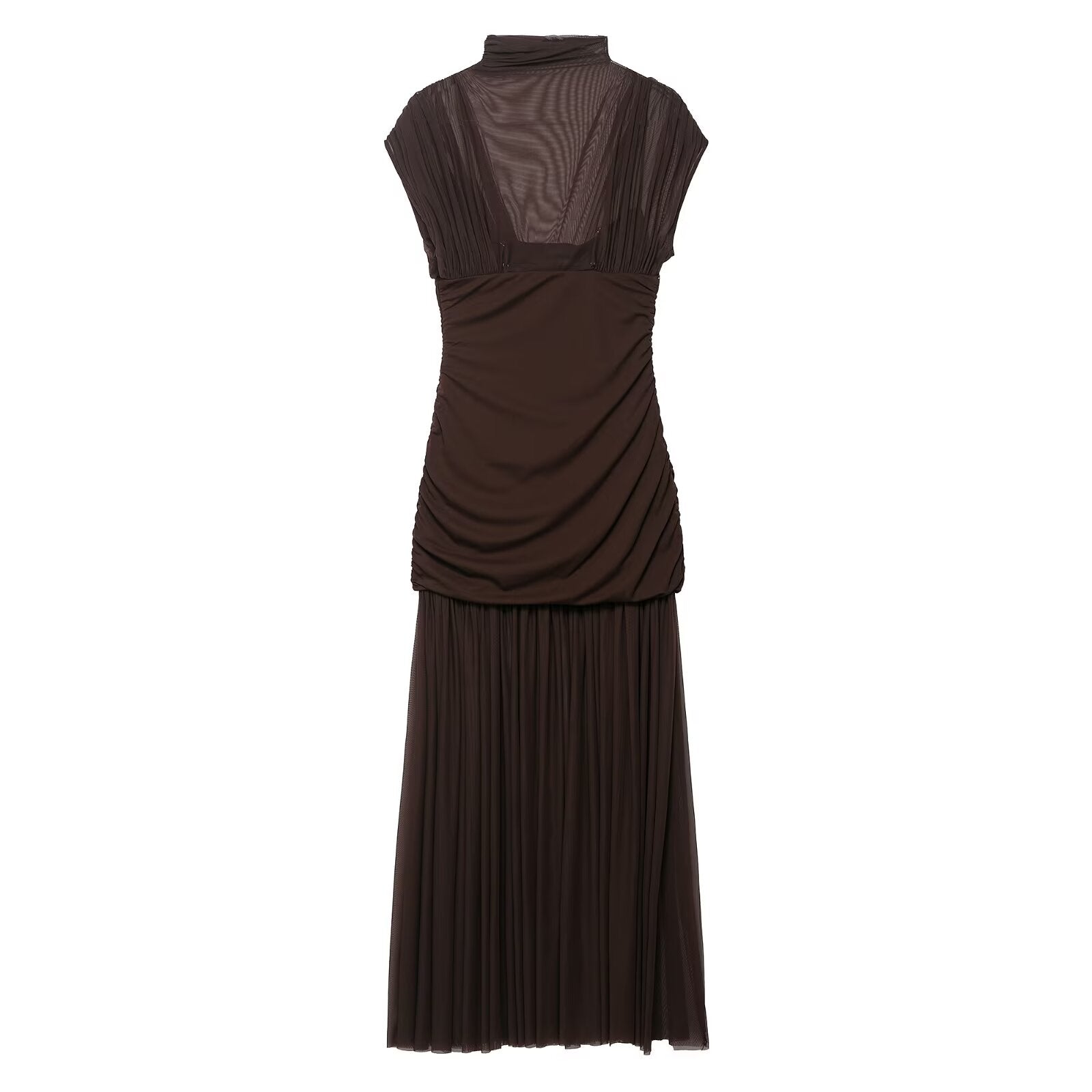 Sheer Ruched Maxi Dress