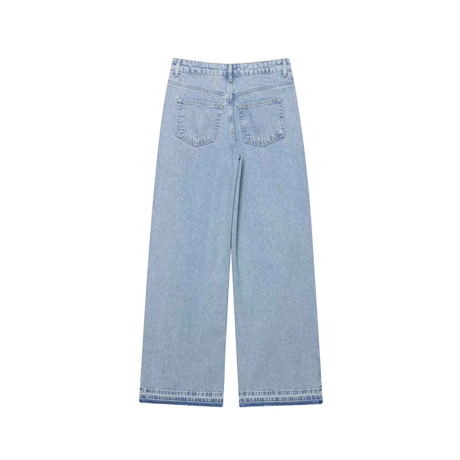Crochet Trim Wide Leg Jeans