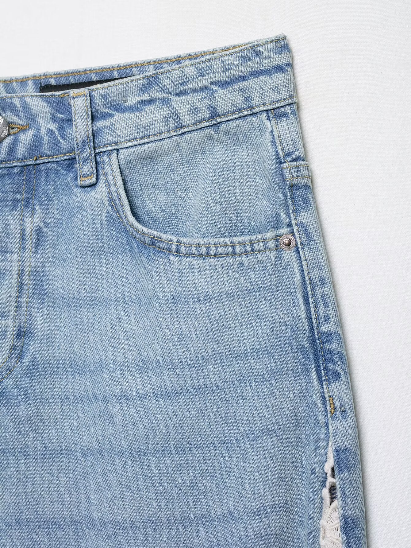 Crochet Trim Wide Leg Jeans