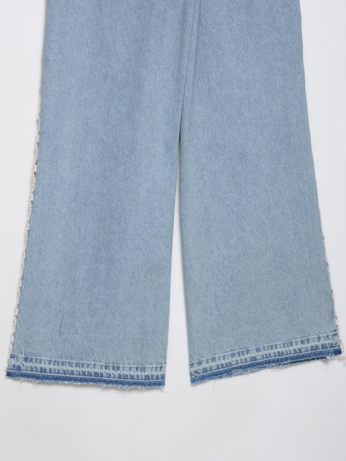 Crochet Trim Wide Leg Jeans