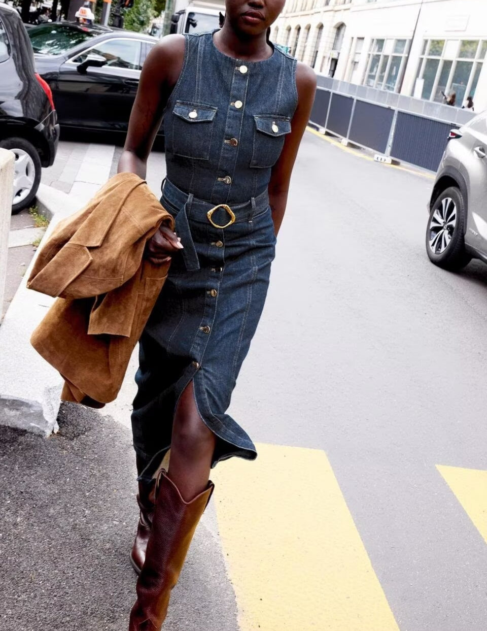 Belted Denim Dress