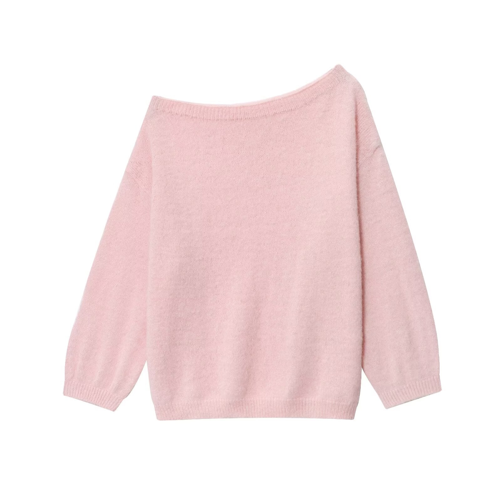 Off shoulder fuzzy knit sweater