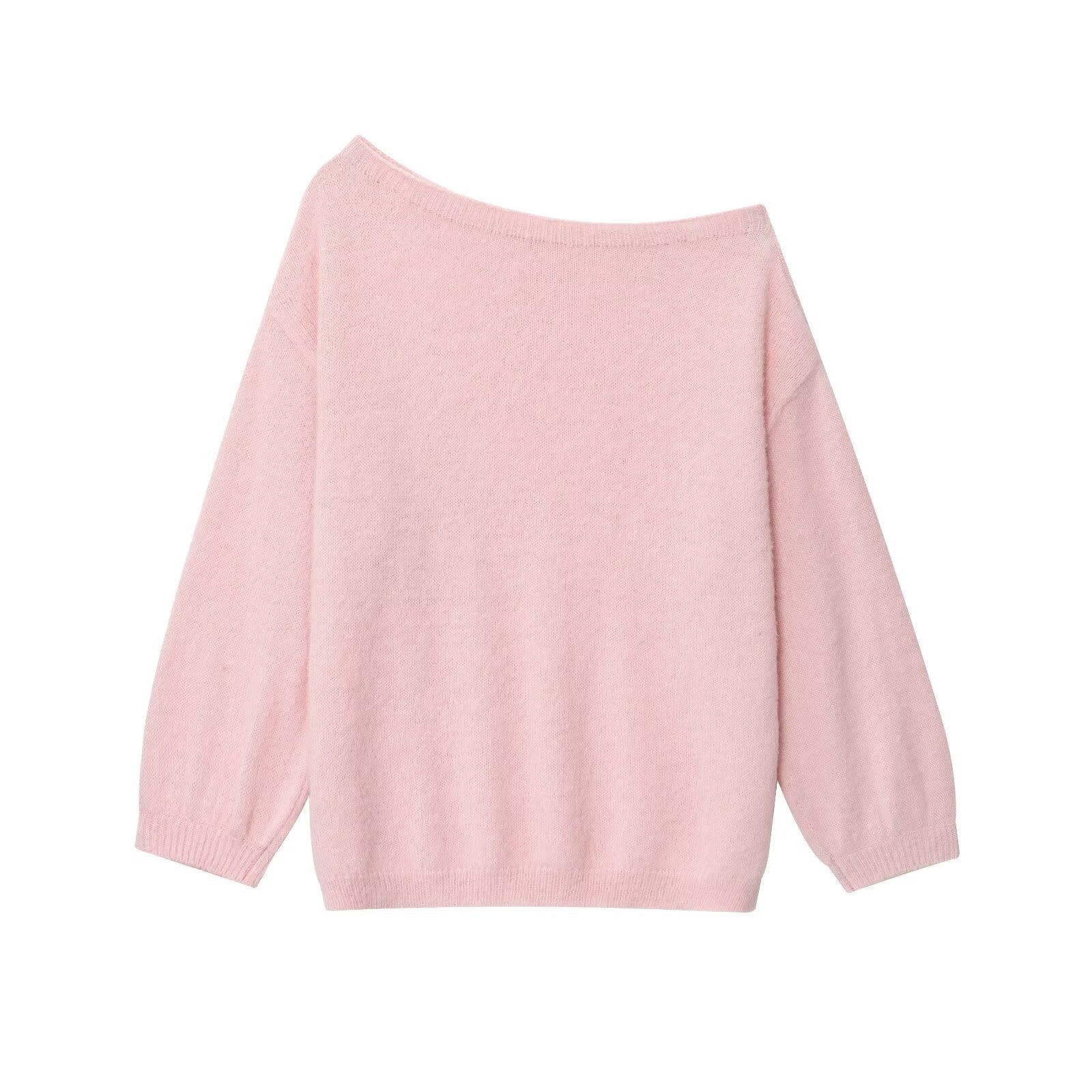 Off shoulder fuzzy knit sweater