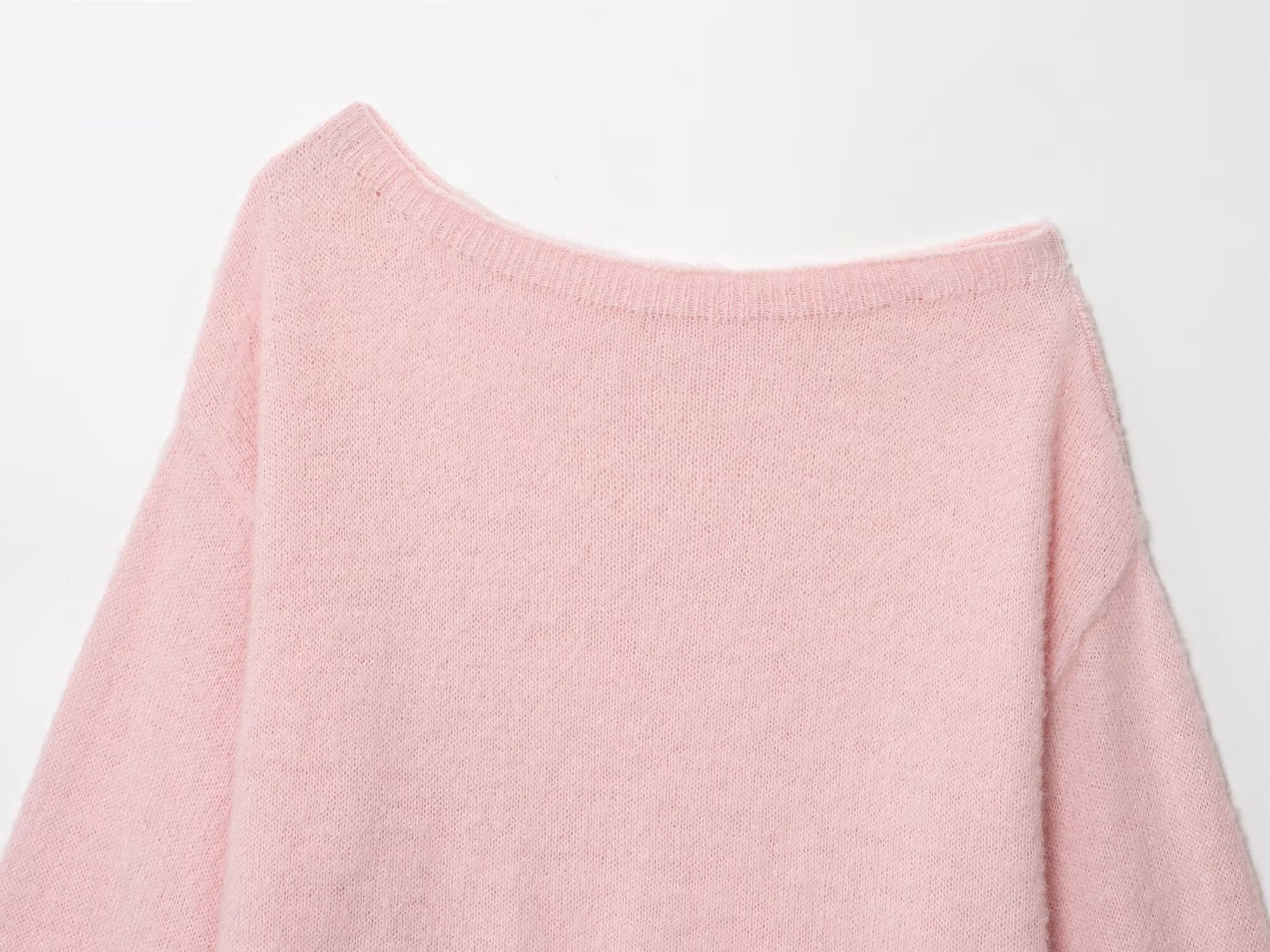 Off shoulder fuzzy knit sweater