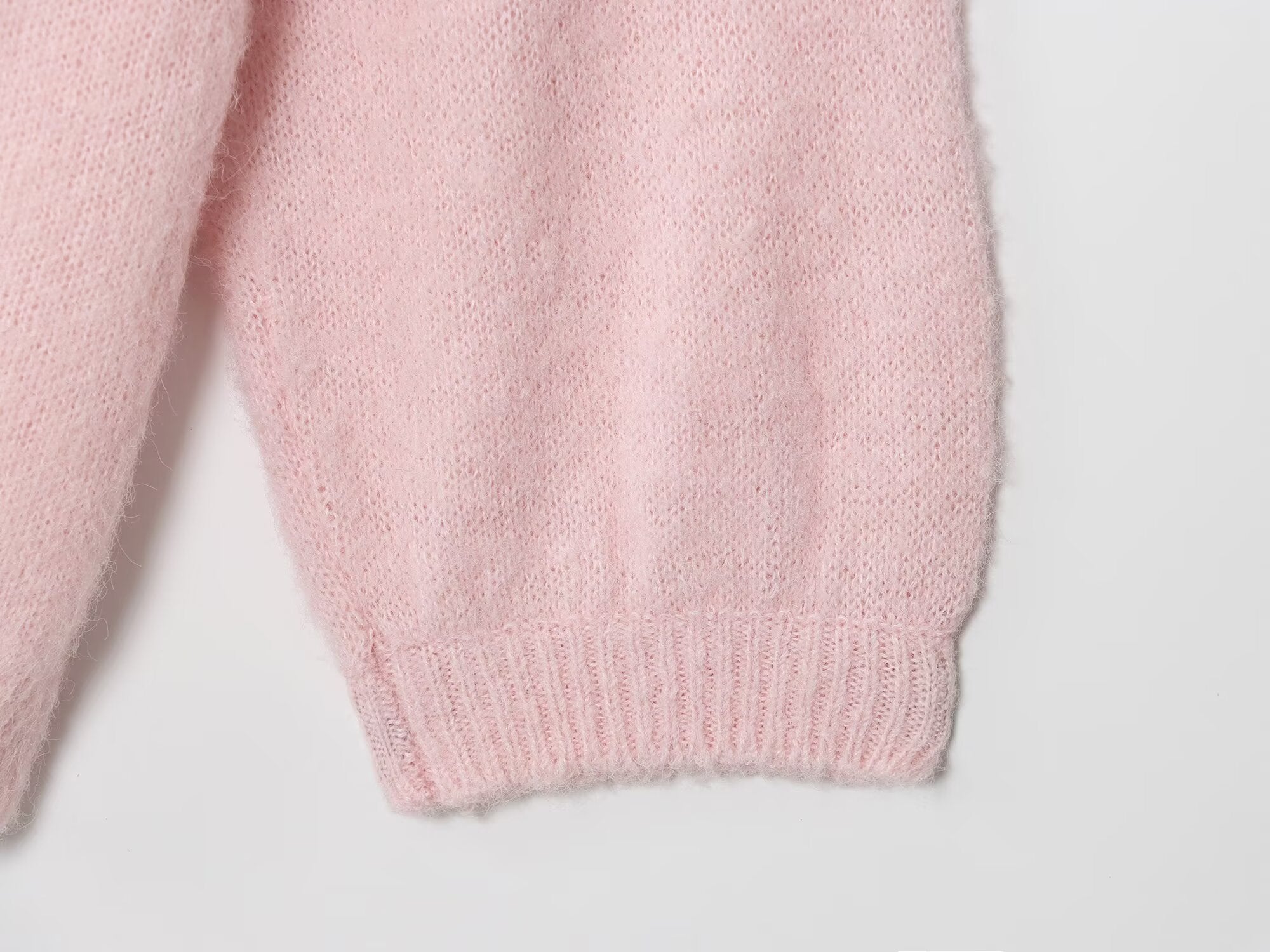 Off shoulder fuzzy knit sweater