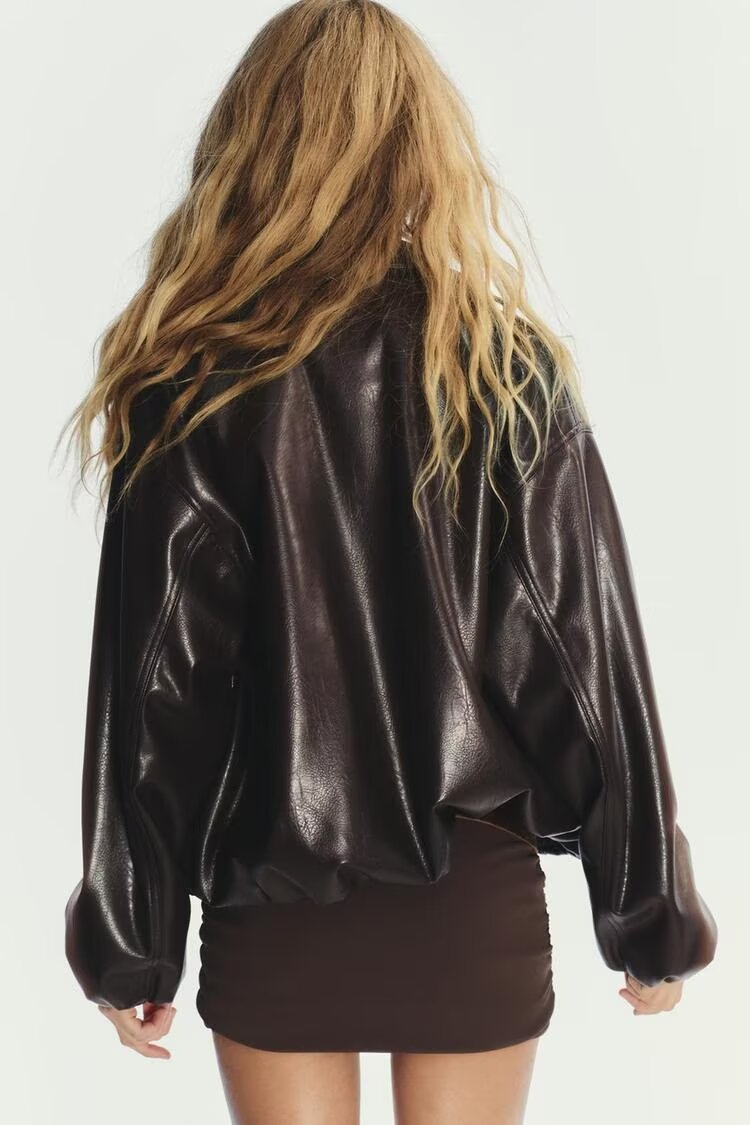 Faux Leather Bomber Jacket