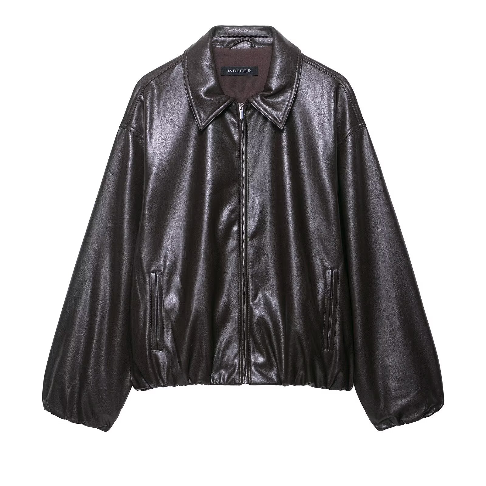 Faux Leather Bomber Jacket
