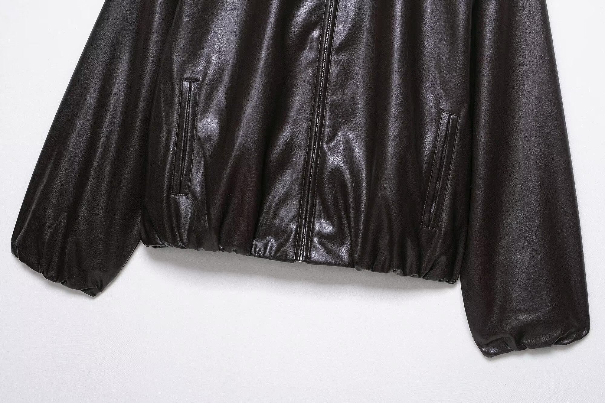 Faux Leather Bomber Jacket