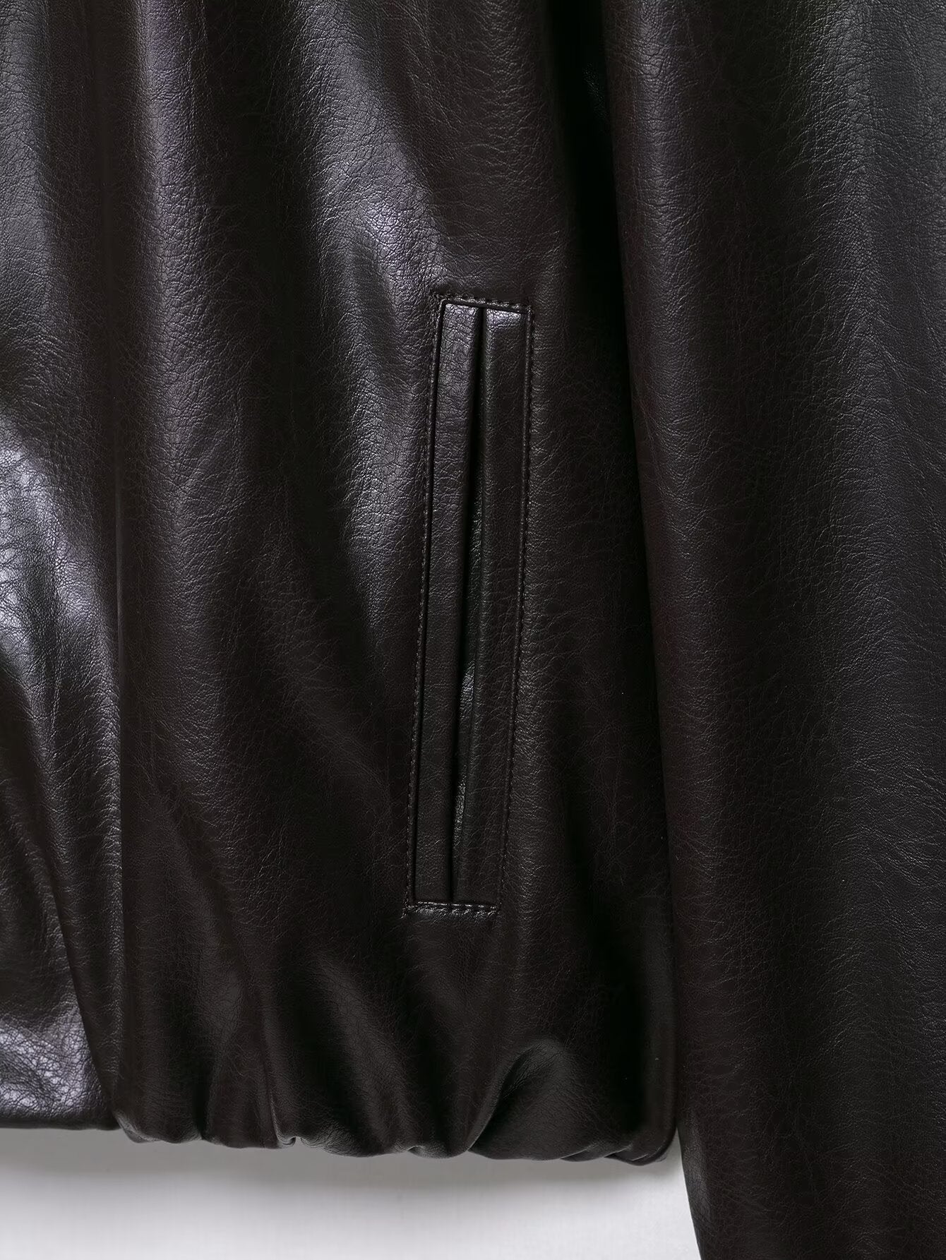 Faux Leather Bomber Jacket