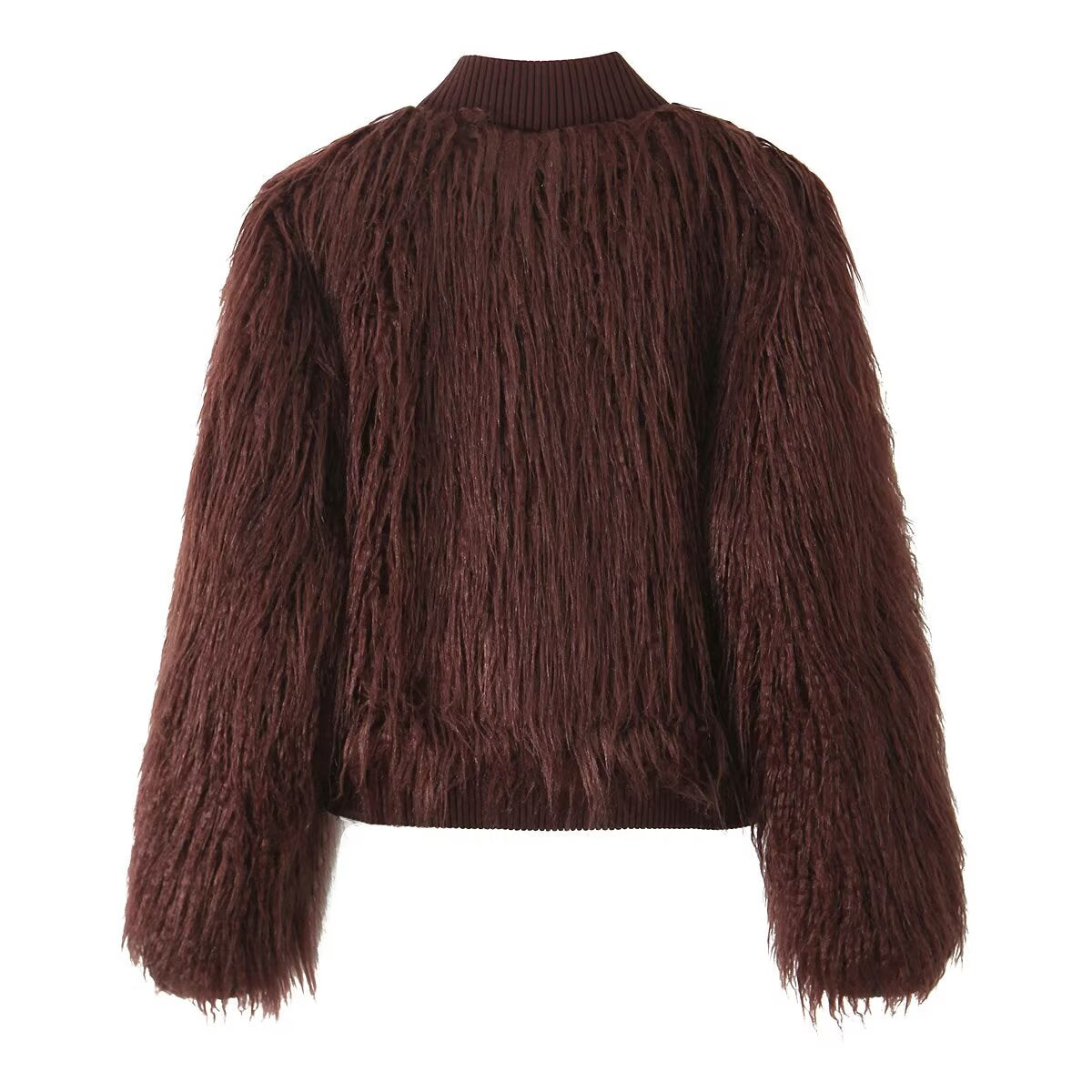 Faux Fur Effect Knitted Coat