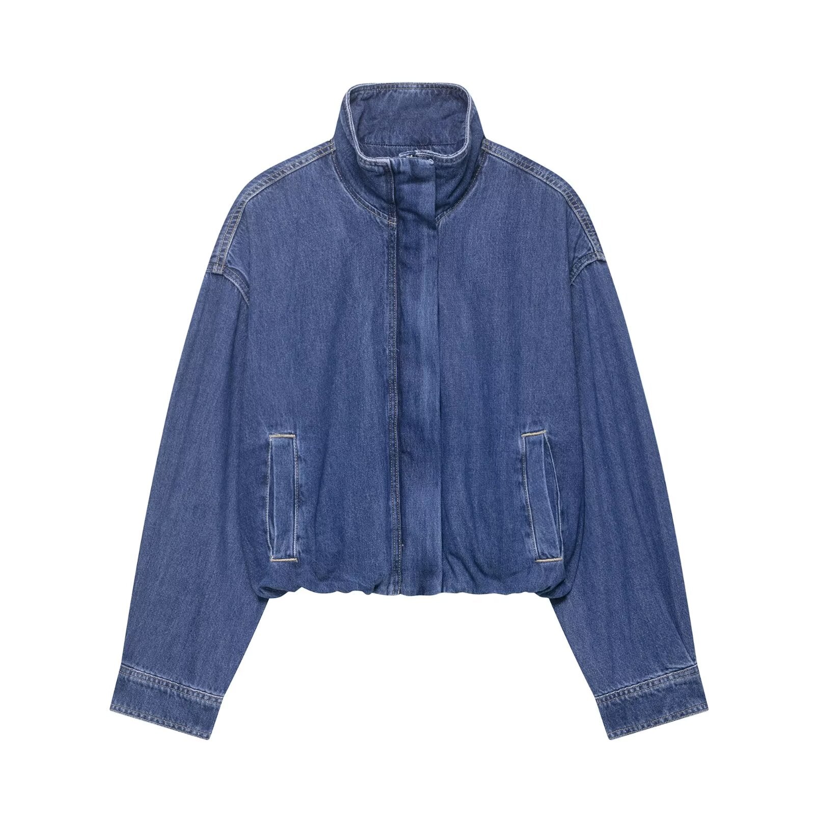 Denim High Collar Jacket