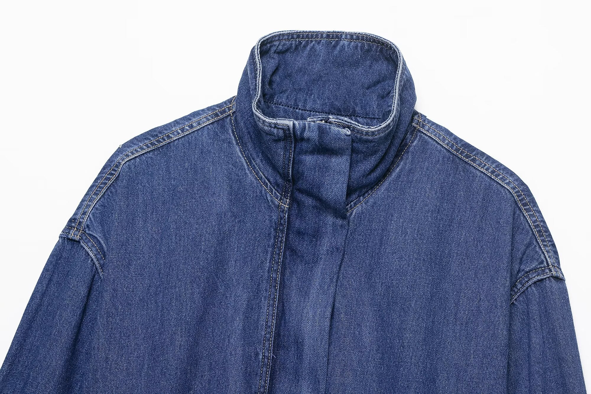 Denim High Collar Jacket