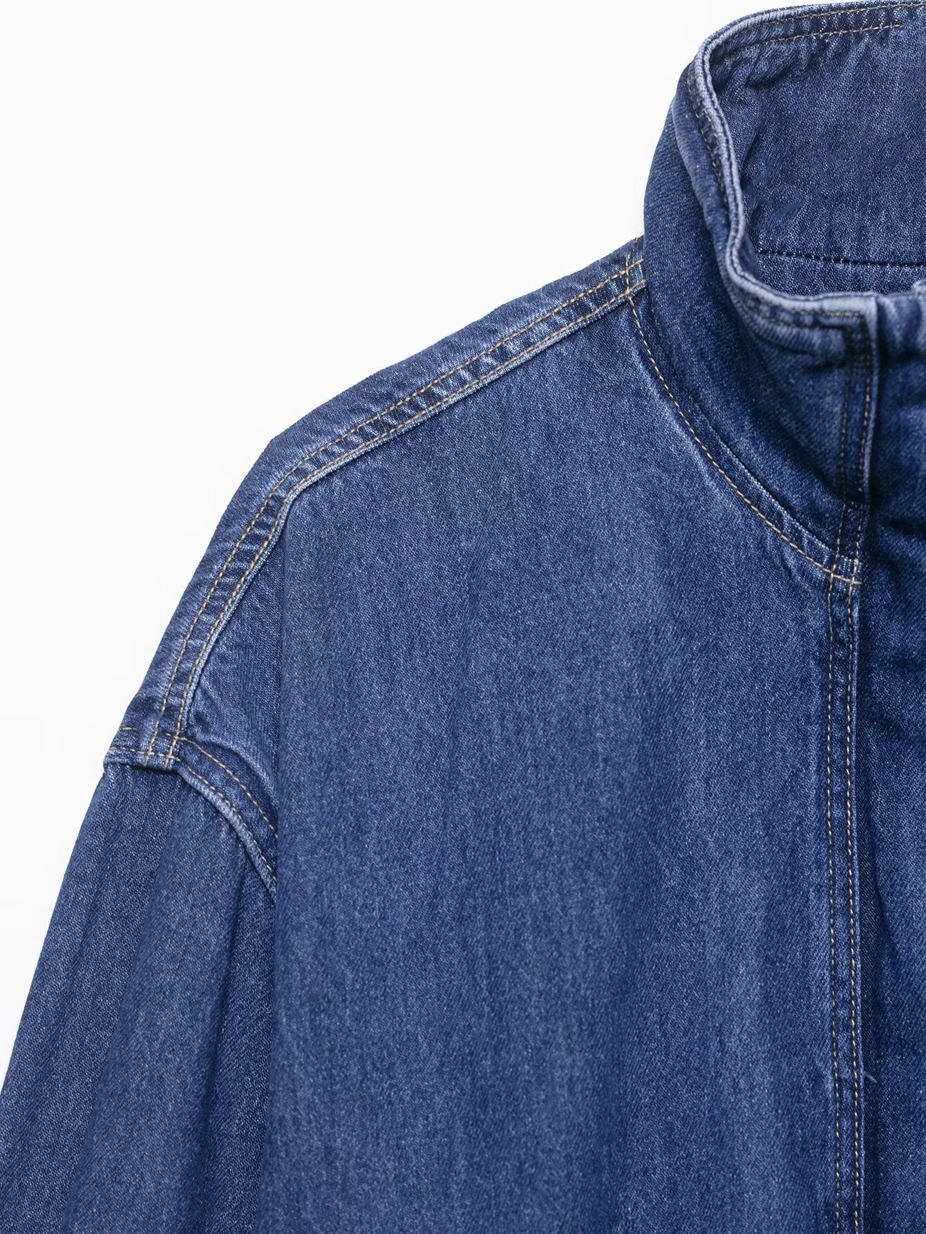 Denim High Collar Jacket