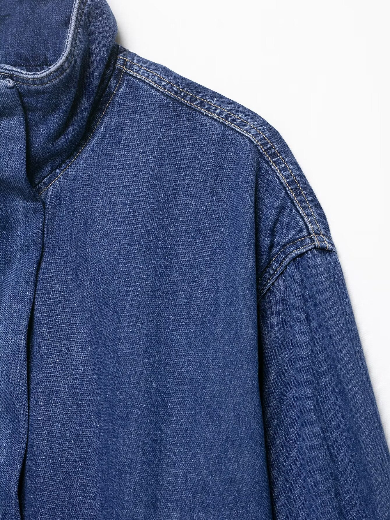 Denim High Collar Jacket