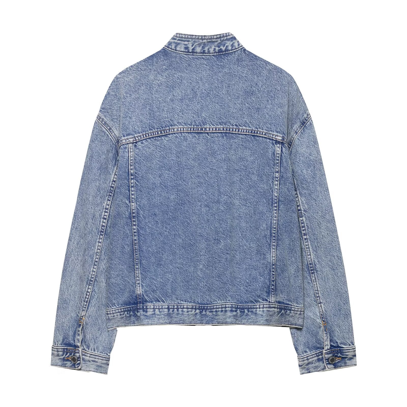 Asymmetric Washed Denim Jacket