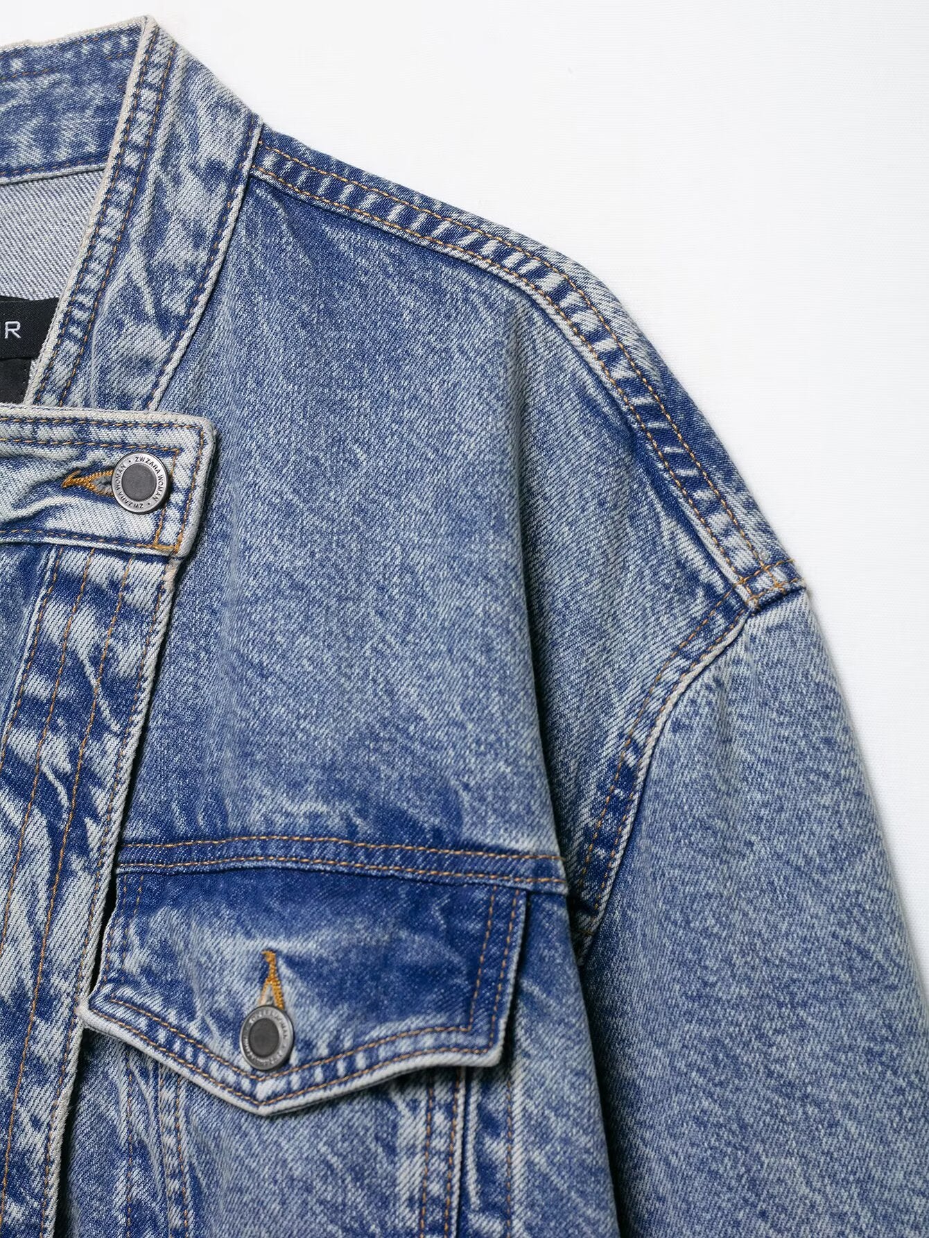 Asymmetric Washed Denim Jacket