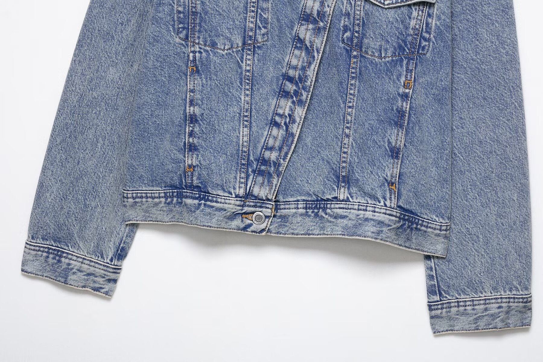 Asymmetric Washed Denim Jacket