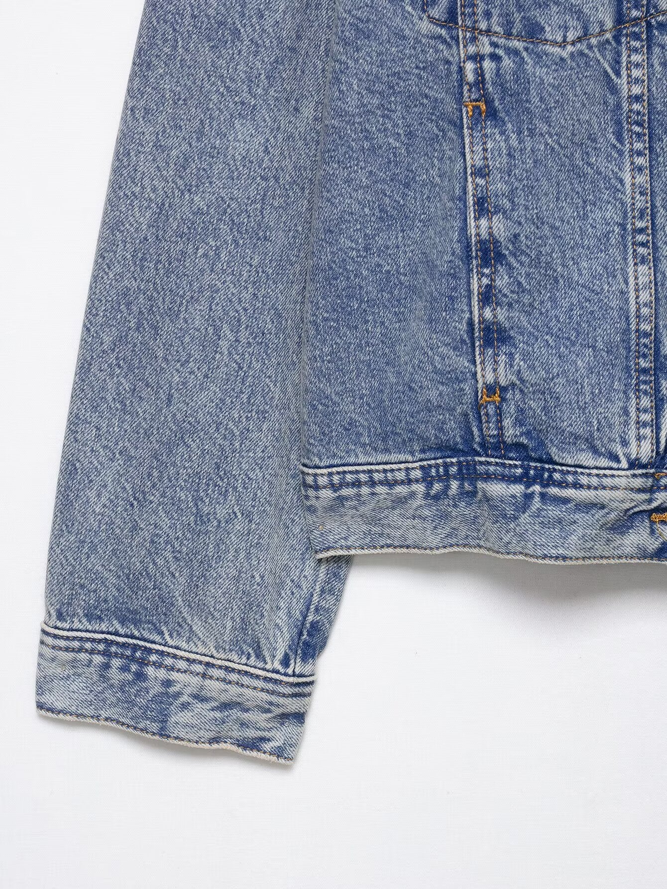 Asymmetric Washed Denim Jacket
