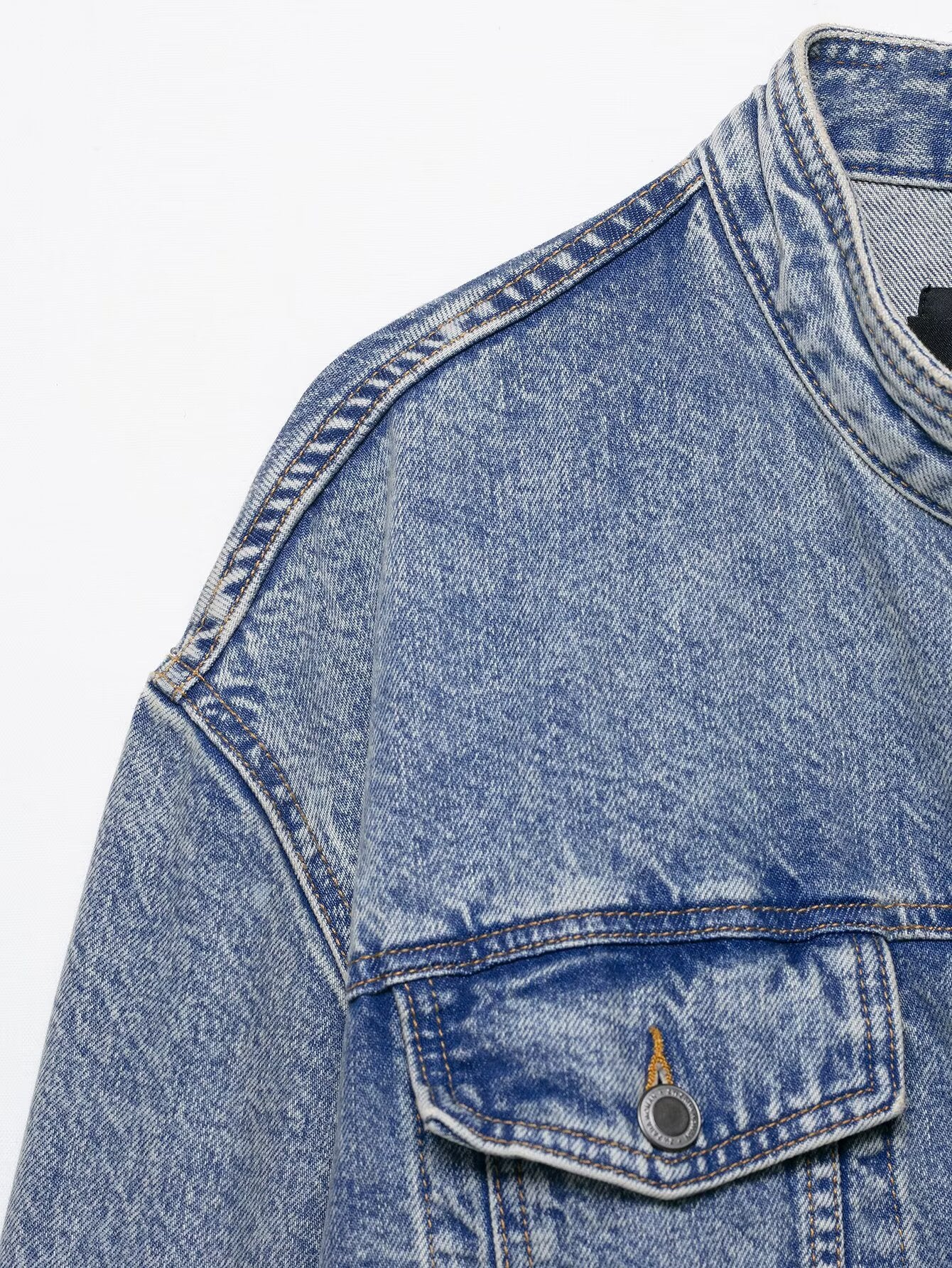 Asymmetric Washed Denim Jacket