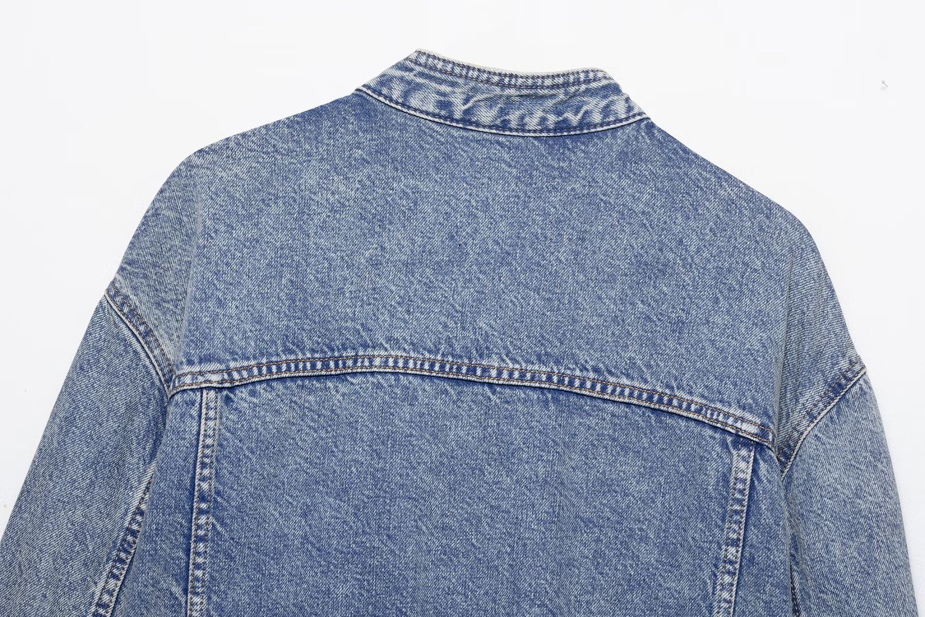 Asymmetric Washed Denim Jacket
