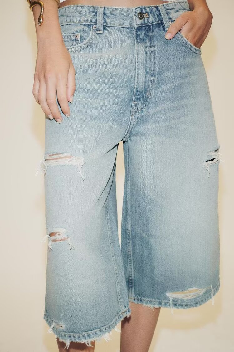 Distressed Denim Culottes