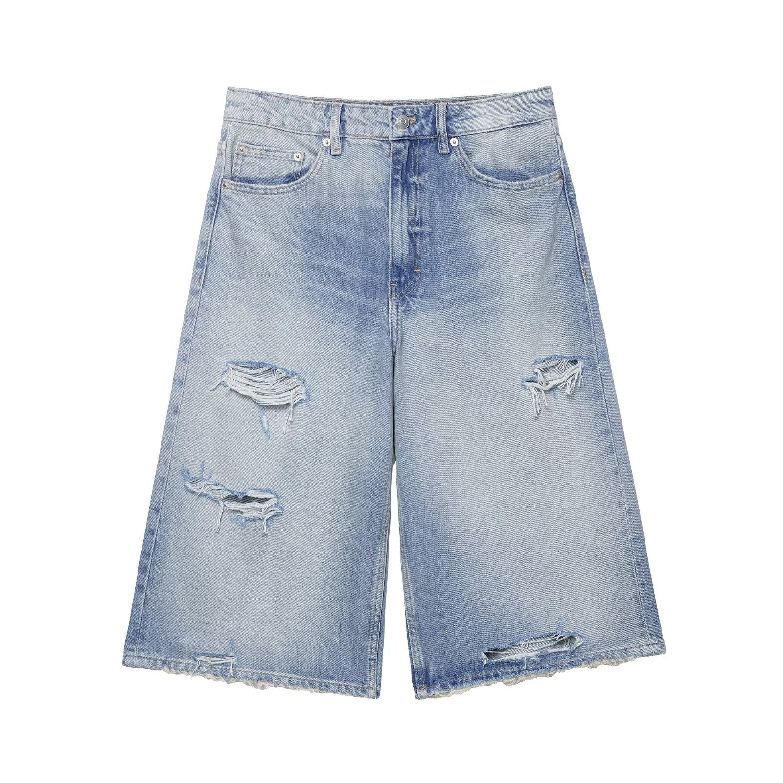 Distressed Denim Culottes